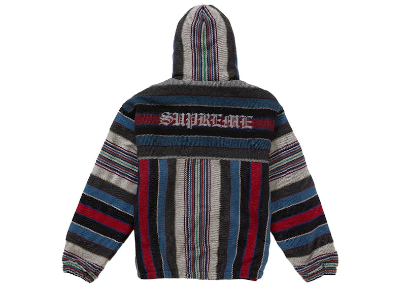 Supreme Woven Stripe Hooded Jacket Black