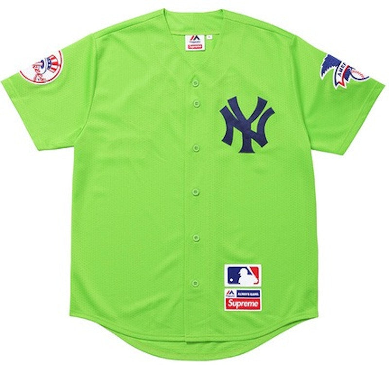 Supreme Yankees Baseball Jersey Lime