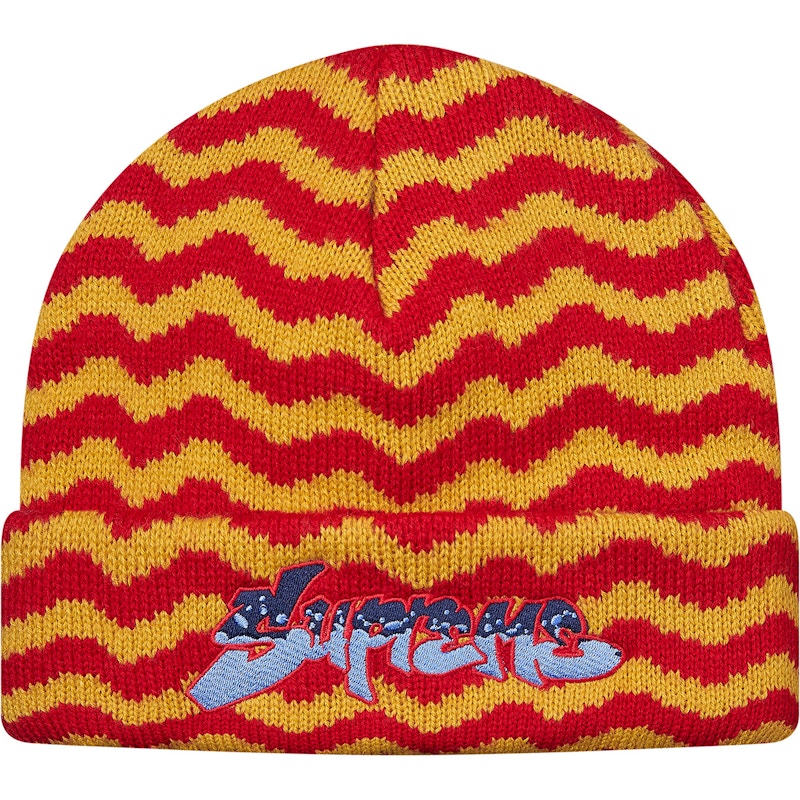 Supreme Zig Zag Stripe Beanie Red