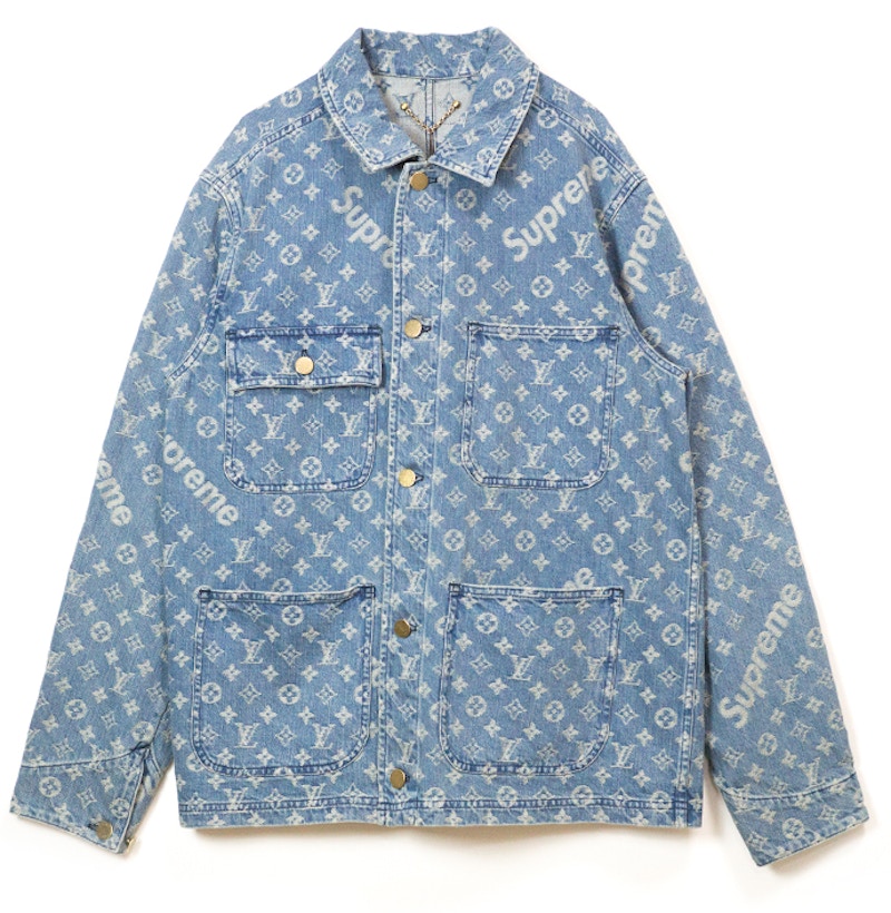 Supreme x Louis Vuitton Jacquard Denim Chore Coat Blue