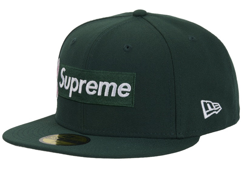 Supreme x New Era Breast Cancer Awareness Box Logo Fitted Hat Green