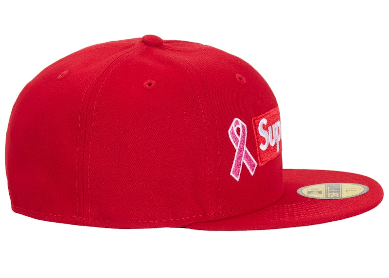 Supreme x New Era Breast Cancer Awareness Box Logo Fitted Hat Red