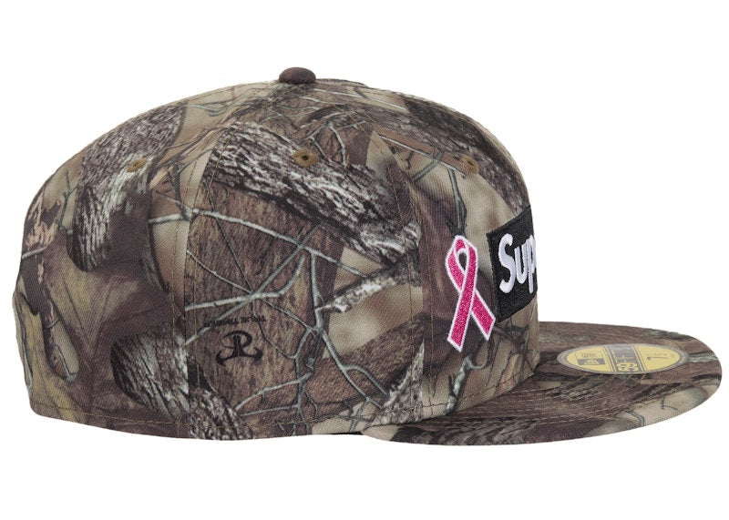 Supreme x New Era Breast Cancer Awareness Box Logo Fitted Hat Woodland Camo