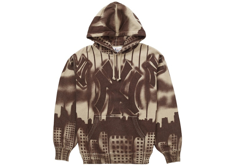 Supreme x New York Yankees Airbrush Hooded Sweatshirt Clay