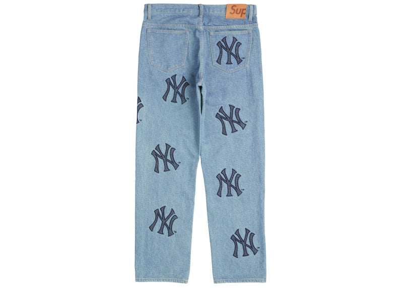 Supreme x New York Yankees Regular Jean Washed Blue