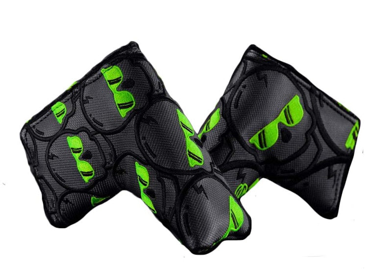Swag Golf Ecto Green Concentric Skulls Blade Cover Golf Club Cover Black/Green