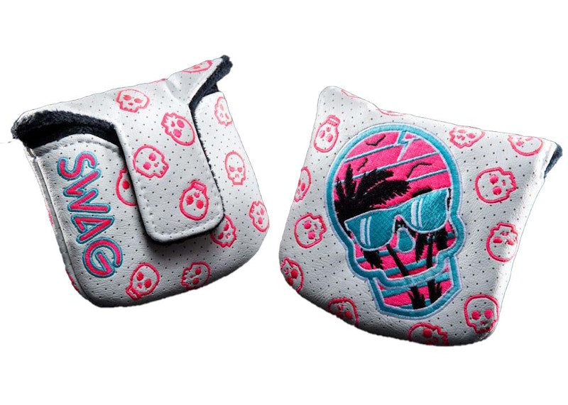 Swag Golf Sunset Skull Mallet Cover 2.0 Golf Club Cover White/Pink