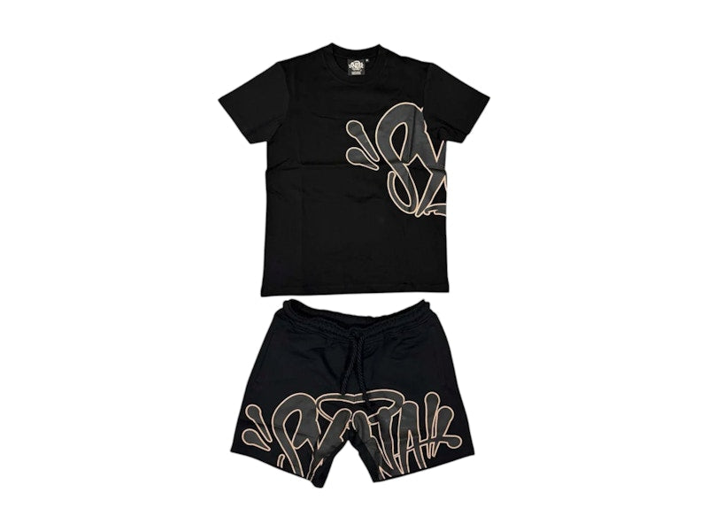Syna Logo T-Shirt & Shorts Set Black/Rose Gold