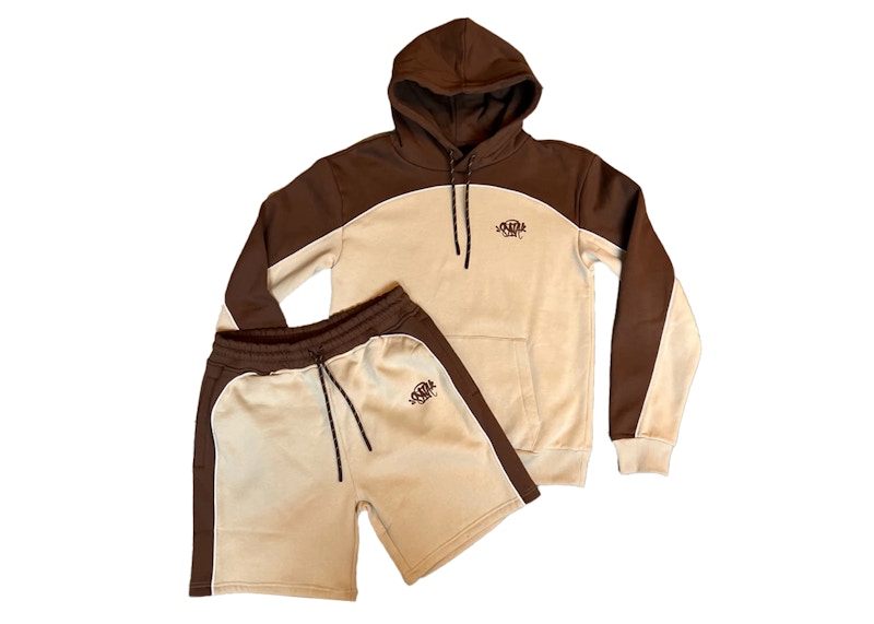 Syna Pipe Hoodie & Short Set Beige/Brown