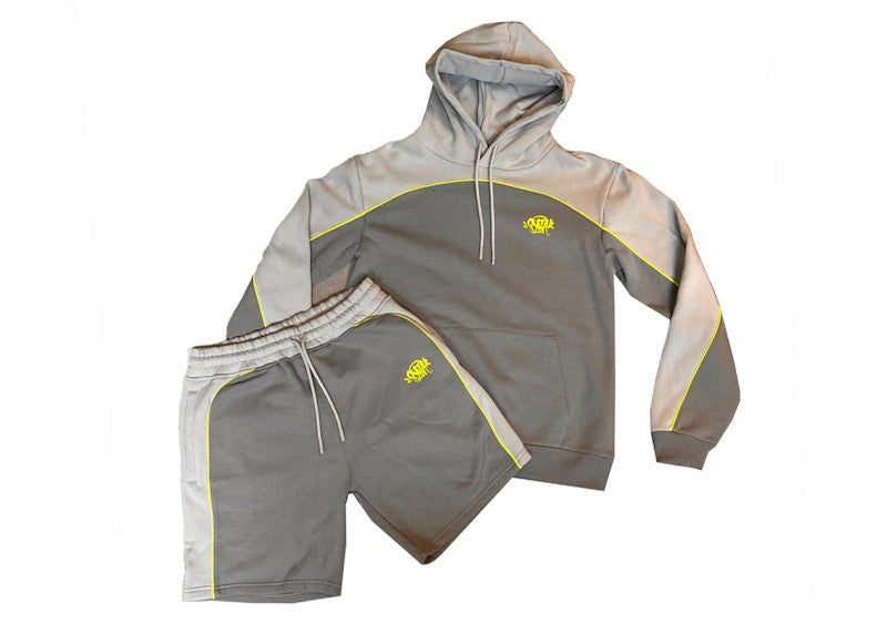 Syna Pipe Hoodie & Short Set Grey/Yellow