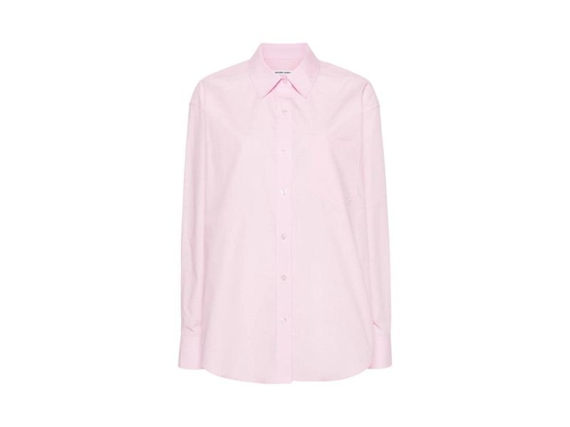 T by Alexander Wang Boyfriend Logo Flag Tag Shirt White/Check
