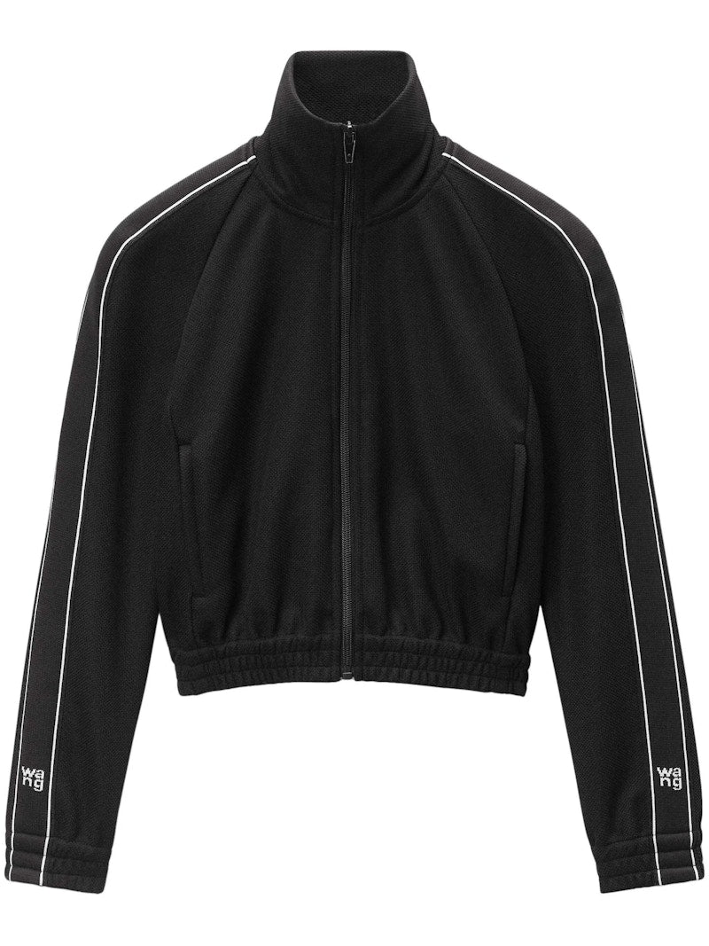 T by Alexander Wang Cropped Logo Webbing Tape Track Jacket Black