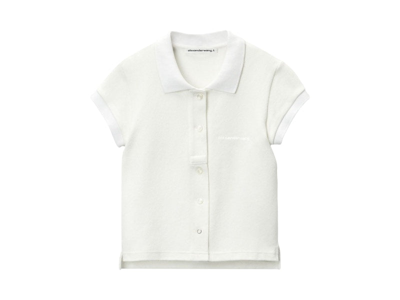 T by Alexander Wang Deconstructed Polo Cardigan Limestone