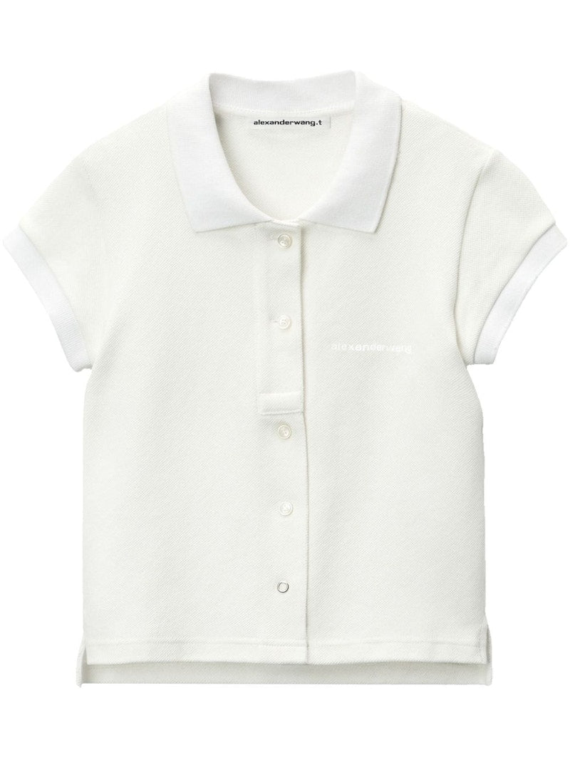 T by Alexander Wang Deconstructed Polo Cardigan White