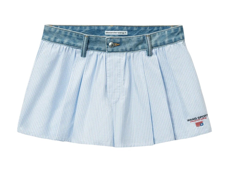 T by Alexander Wang Denim Waistband Shorts Blue/White