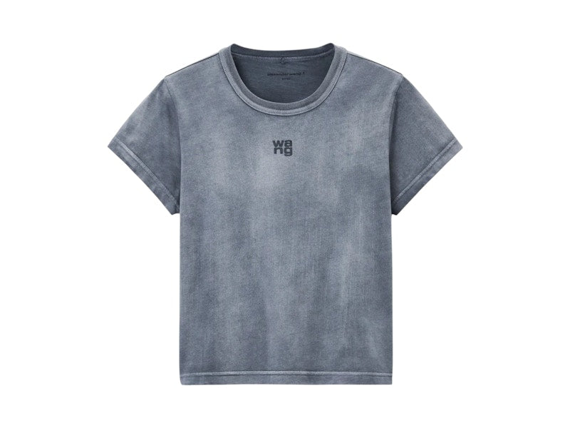 T by Alexander Wang Essential JSY Shrunk W/Puff Logo & Bound Neck Tee Washed Asphalt