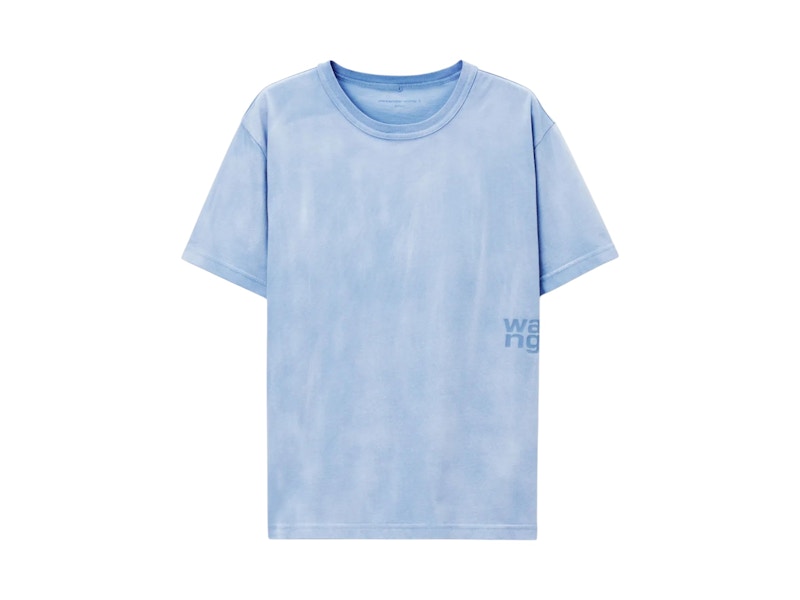T by Alexander Wang Essential Jersey Puff Logo Short Sleeve Tee Washed Pale Blue