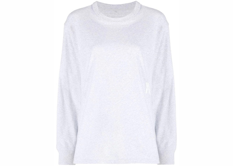 T by Alexander Wang Essential Puff Logo Jersey LS Tee Heather Grey