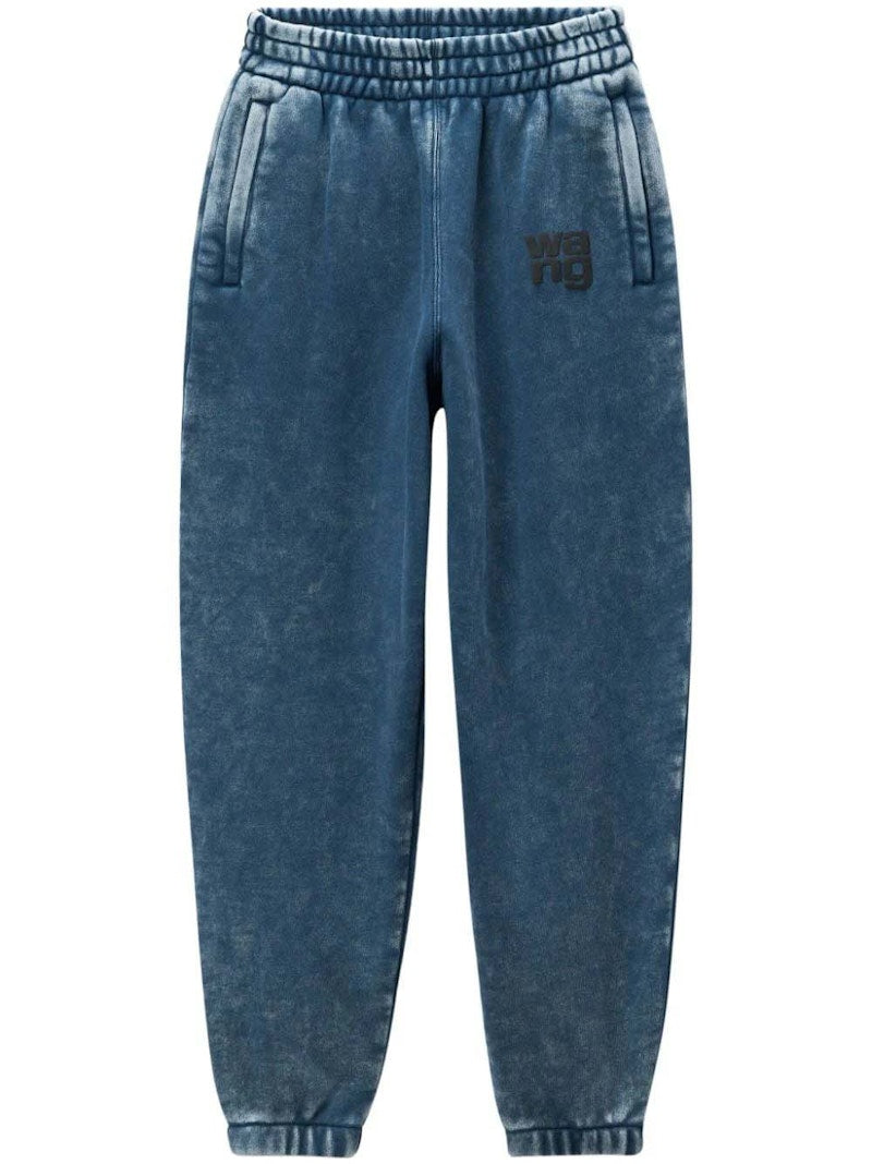 T by Alexander Wang Essential Terry Classic Puff Paint Logo Sweatpants Acid Black Ice