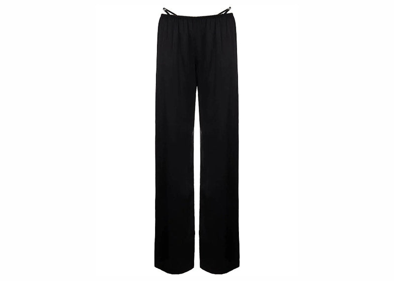 T by Alexander Wang Full Length Crystal Thong Wide Leg Pants Black