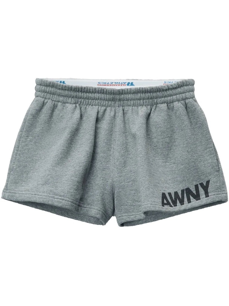 T by Alexander Wang Graphic Running Shorts Dark Heather Grey