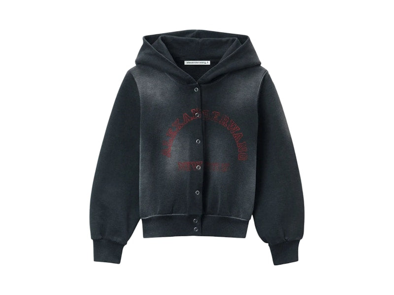T by Alexander Wang Graphic Shrunk Cardigan Hoodie Orange