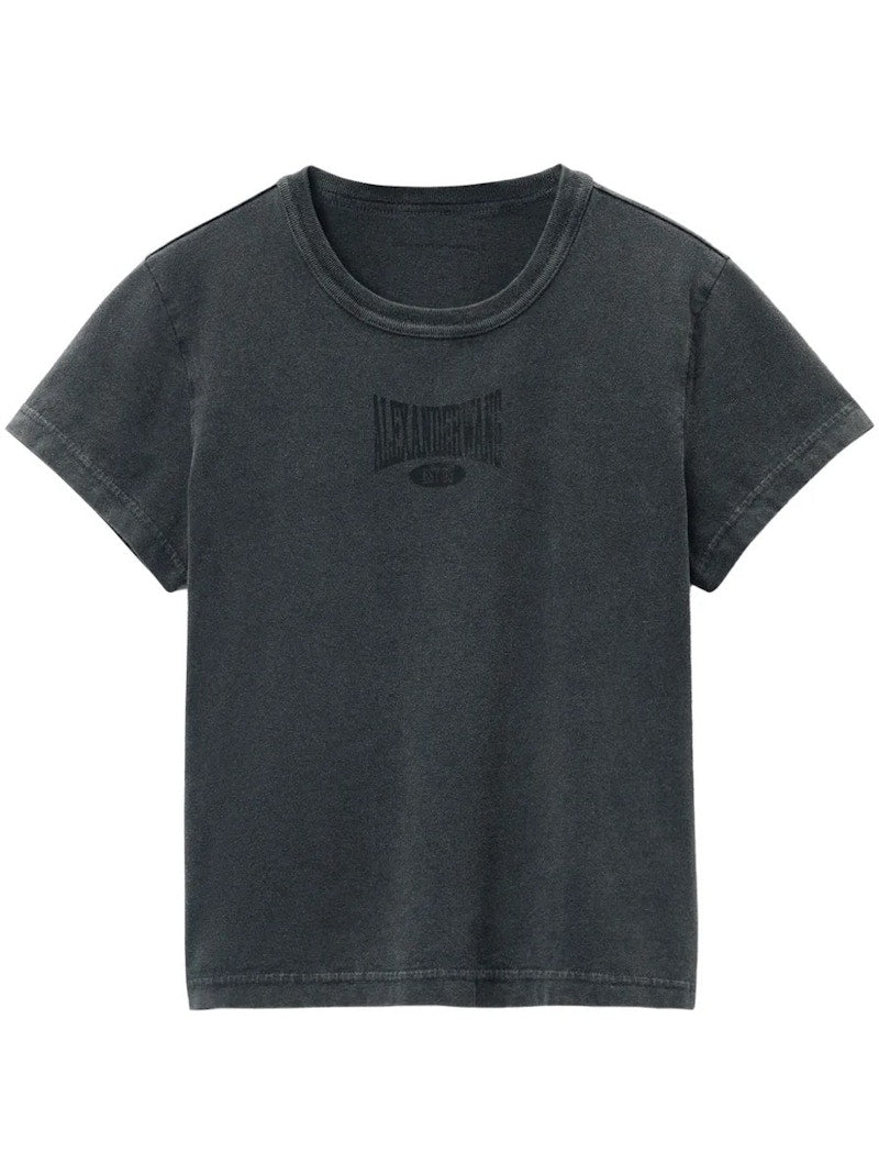 T by Alexander Wang Graphic Shrunken T-shirt Faded Black