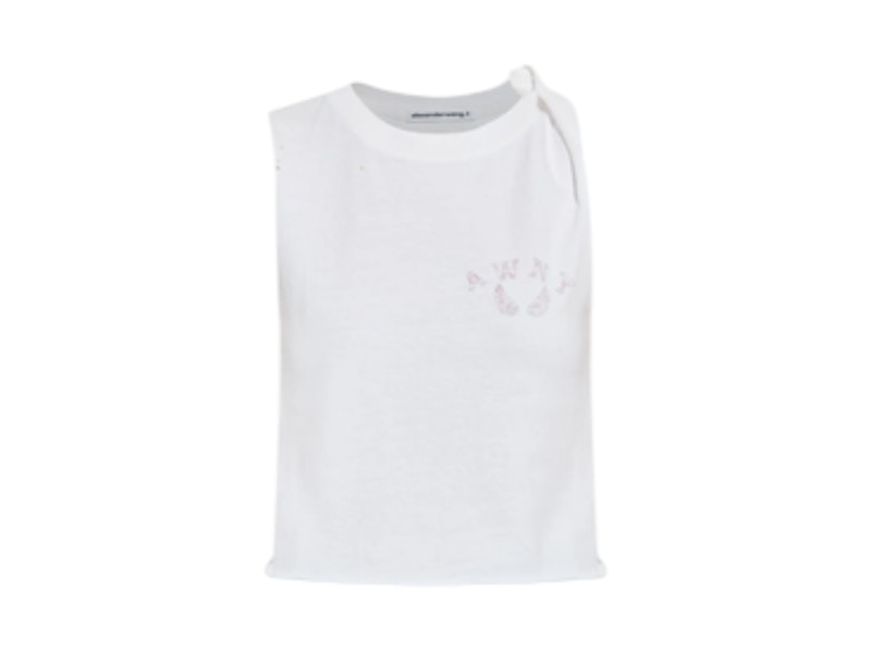T by Alexander Wang Graphic Twisted Muscle Tank Top White