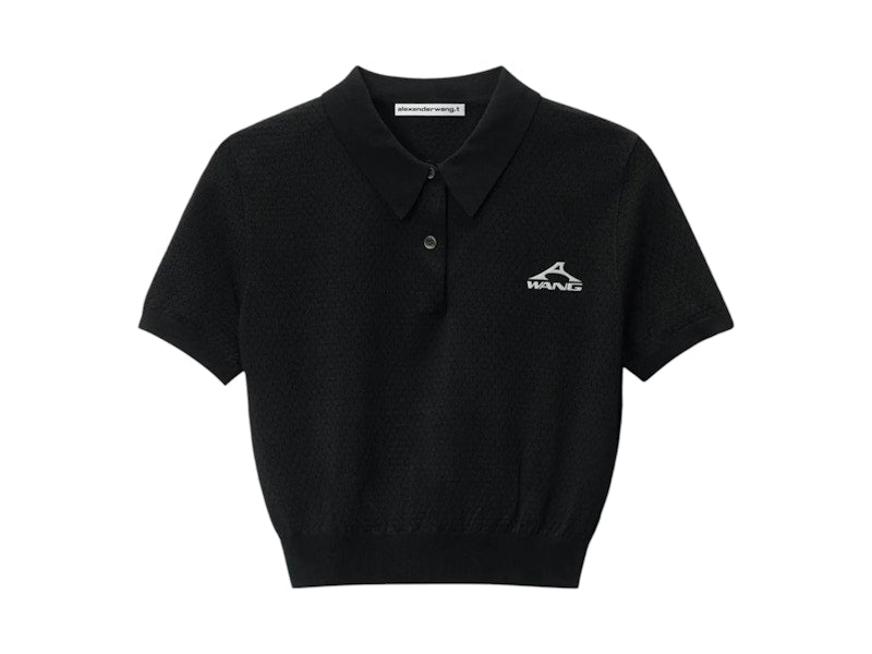T by Alexander Wang Logo Short Sleeve Polo T-shirt Black