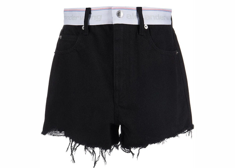T by Alexander Wang Logo Webbing High Rise Bite Short Black