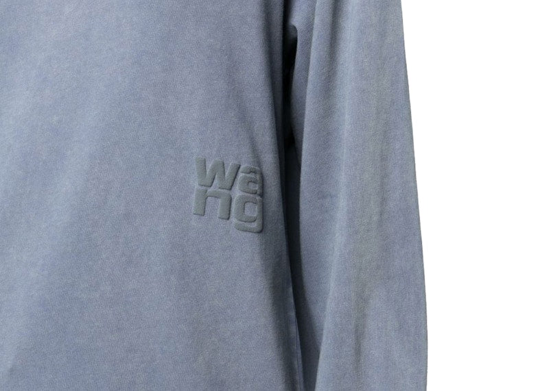 T by Alexander Wang Puff Logo Bound Neck Essential Jersey LS Tee Motor Grey