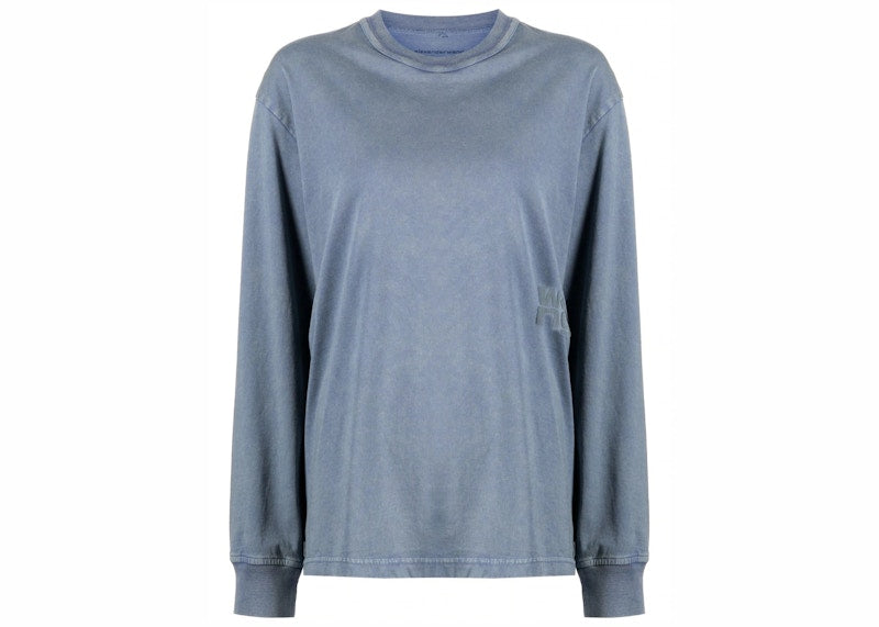 T by Alexander Wang Puff Logo Bound Neck Essential Jersey LS Tee Motor Grey