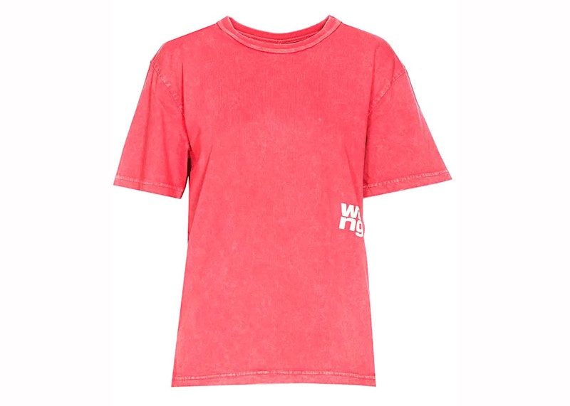 T by Alexander Wang Puff Logo & Bound Neck Essential Jersey SS Tee Soft Cherry