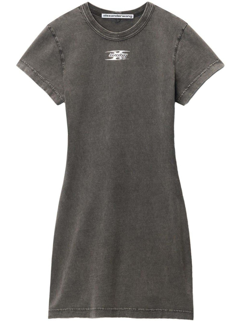 T by Alexander Wang Shrunken Tee Mini Blade Logo Dress Washed Cedar