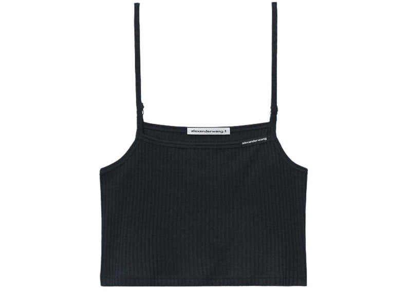 T by Alexander Wang Skinny Woven Label Cami Top Black