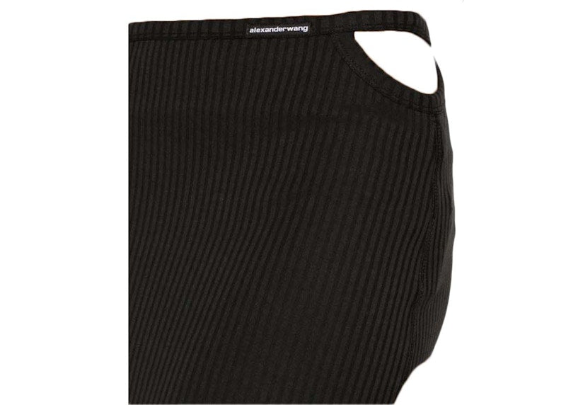 T by Alexander Wang Skinny Woven Label G String Floor Length Skirt Black
