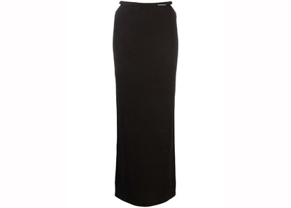 T by Alexander Wang Skinny Woven Label G String Floor Length Skirt Black
