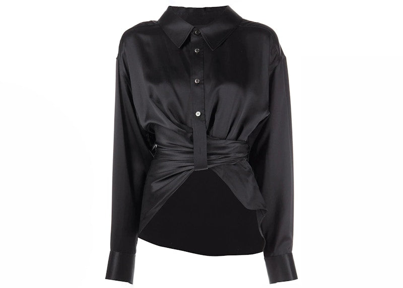 T by Alexander Wang Threaded Placket Button Up Shirt Black