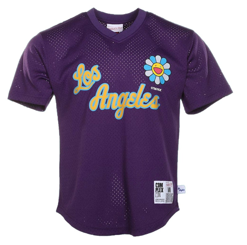 Takashi Murakami ComplexCon x LA Lakers M&N Short Sleeve Basketball Practice Jersey Purple