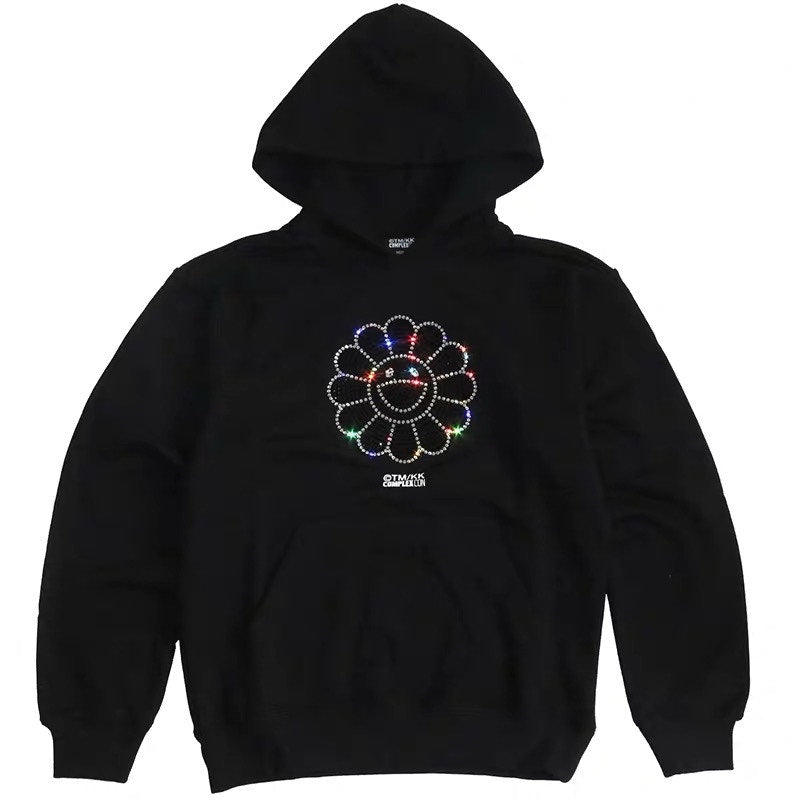 Takashi Murakami ComplexCon Swarovski Crystal Flower Hoodie Black