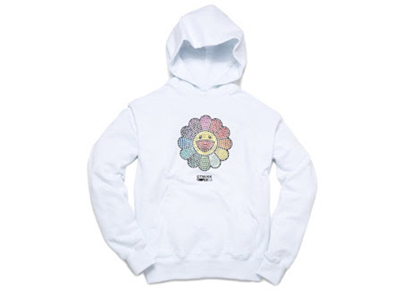 Takashi Murakami ComplexCon Swarovski crystal Flower Hoodie White