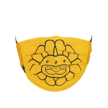 Takashi Murakami Doubleface Flower Face Mask Bright Yellow/Black