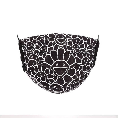 Takashi Murakami Flower Pattern Face Mask Black/White
