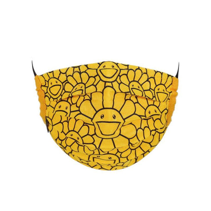 Takashi Murakami Flower Pattern Face Mask Bright Yellow/Black