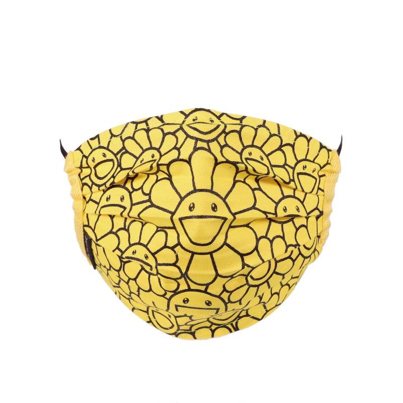 Takashi Murakami Flower Pattern Face Mask Lemon Yellow/Black