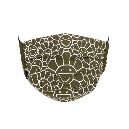 Takashi Murakami Flower Pattern Face Mask Moss Green/White