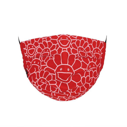 Takashi Murakami Flower Pattern Face Mask Red/White