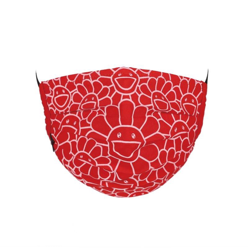Takashi Murakami Flower Pattern Face Mask Red/White