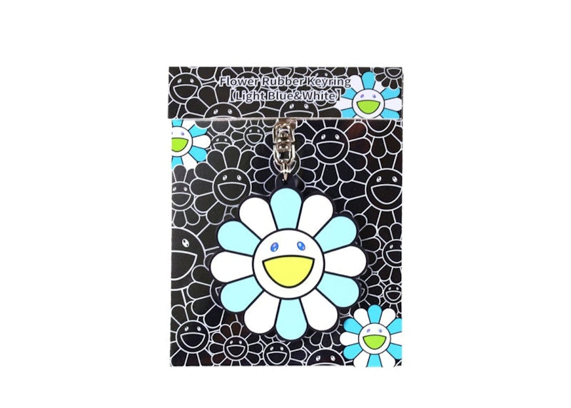 Takashi Murakami Flower Rubber Keyring Light Blue/ White