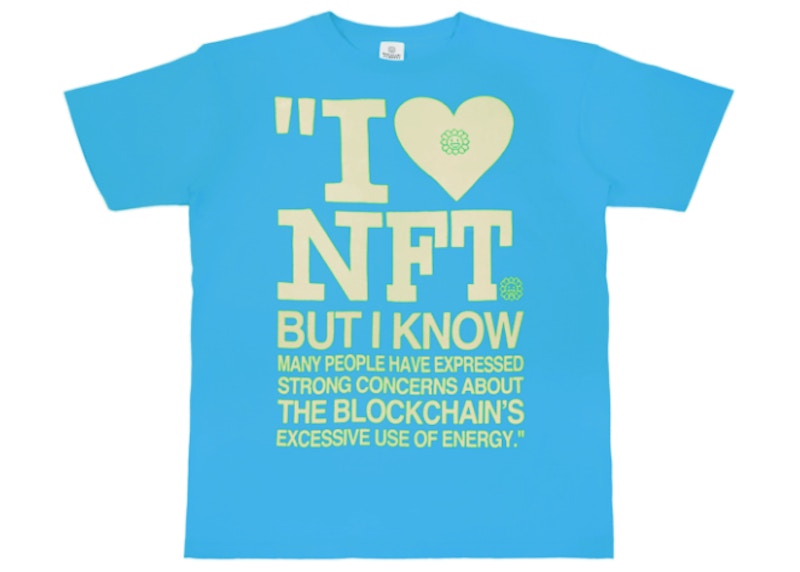 Takashi Murakami I Love NFT But I Know T-shirt Blue Yellow